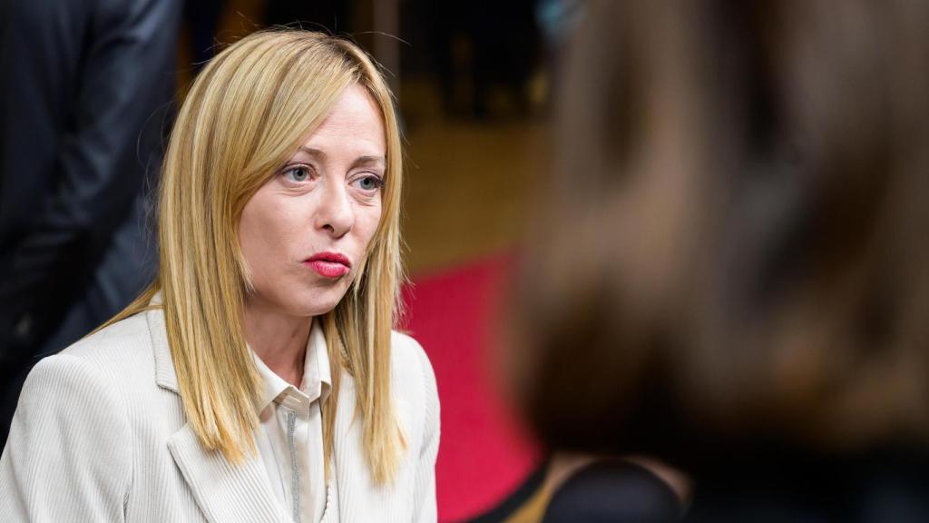 The first Italian minister, Giorgia Meloni, during a cumbre en Bruselas