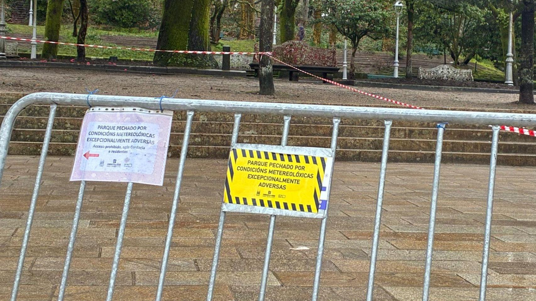Los parques de Santiago de Compostela permanecerán cerrados por segundo día consecutivo