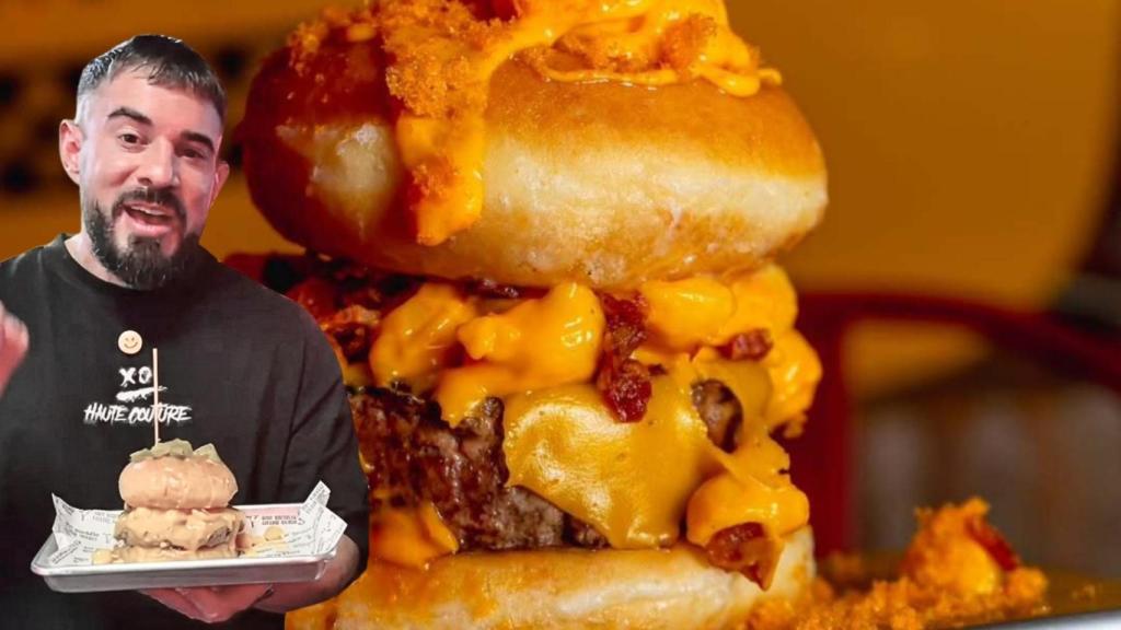 Pablo Cabezali y la hamburguesa de The Bourbon.