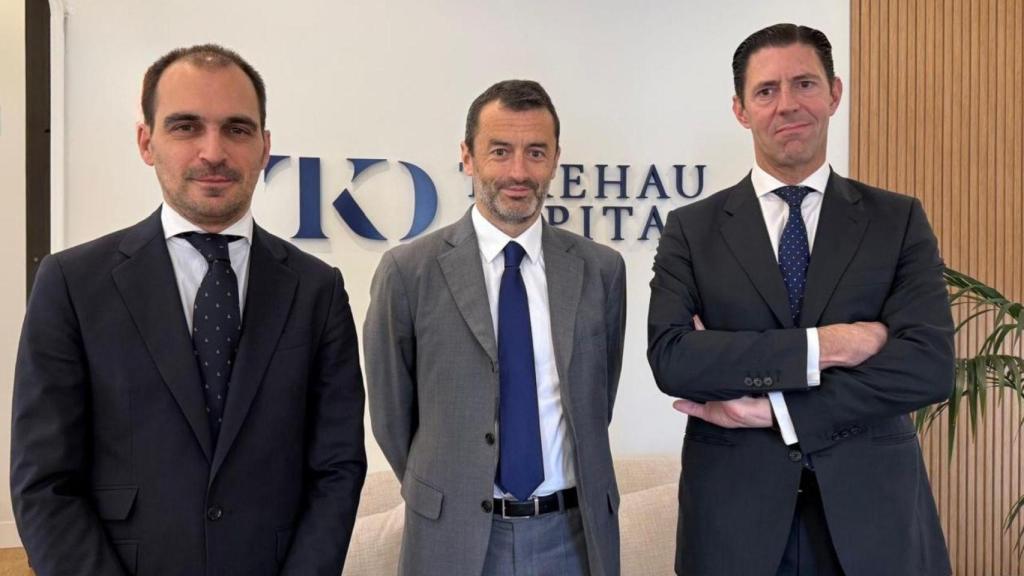 Los directivos de la gestora Tikehau Capital, en su desayuno informativo en Madrid.