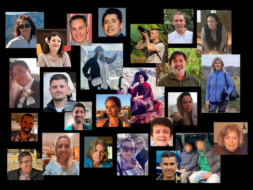 Un collage con las fotos que se han publicado de los fallecidos en el accidente de Adamuz.