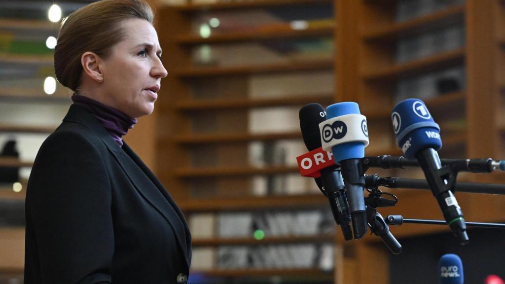 Danish Prime Minister Mette Frederiksen upon arrival at the Brussels summit