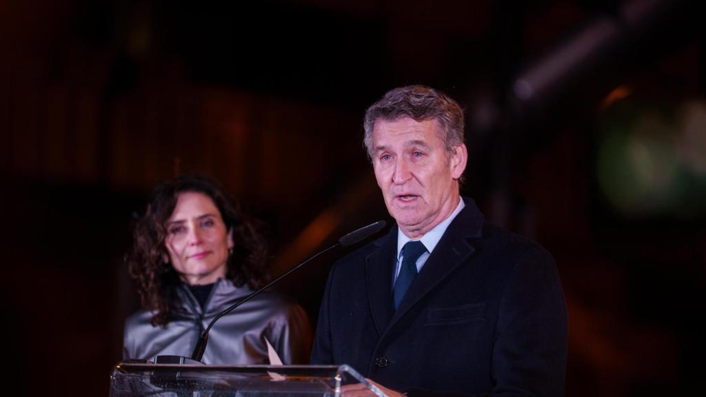 El presidente del PP, Alberto Núñez Feijóo, interviene, en los Jardines de Gregorio Ordóñez, a 22 de enero de 2026, en Madrid (España).