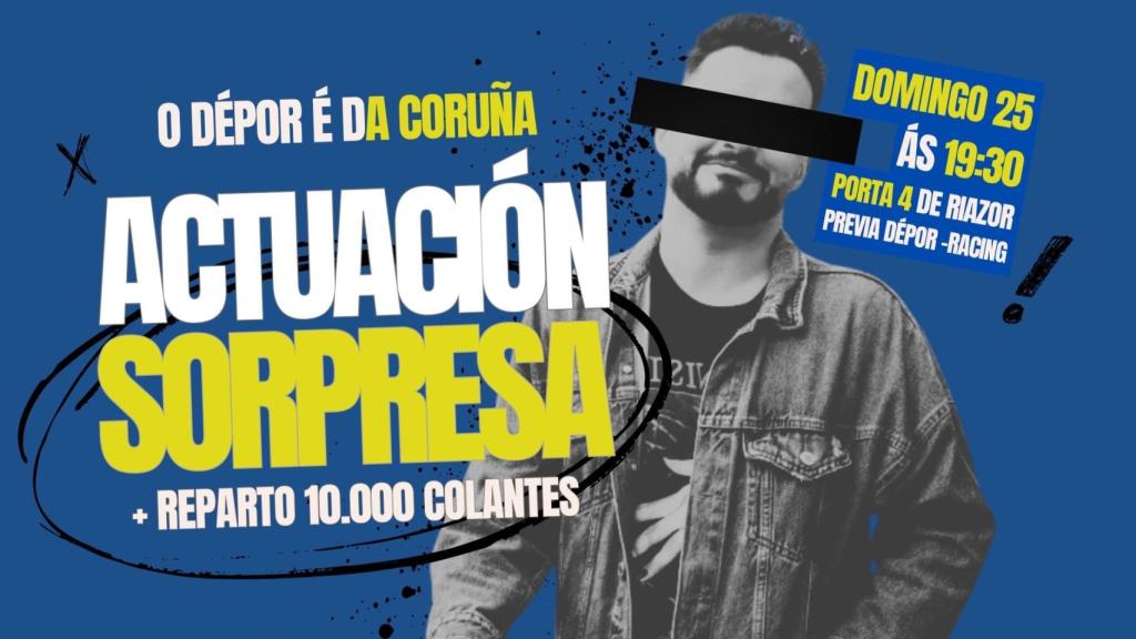 Cartel del concierto en gallego de Aquí tamén se fala para exigir que el Dépor sea da Coruña