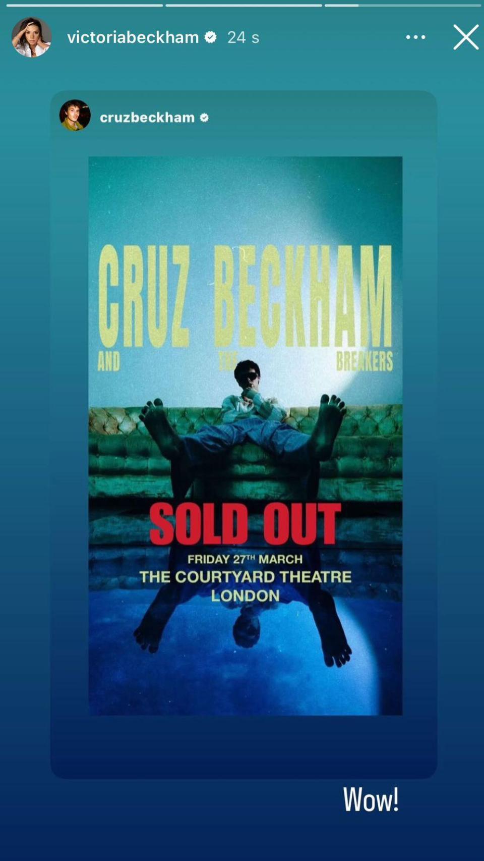 El apoyo de Victoria Beckham a su hijo Cruz.