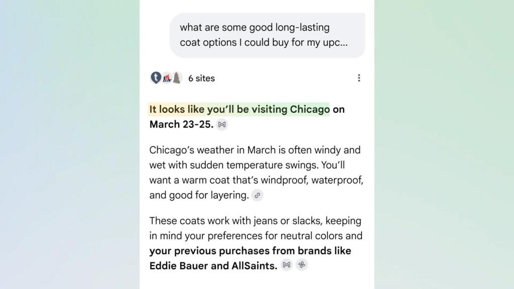 El Modo IA de Google sabrá dónde vamos a viajar para recomendarnos ropa