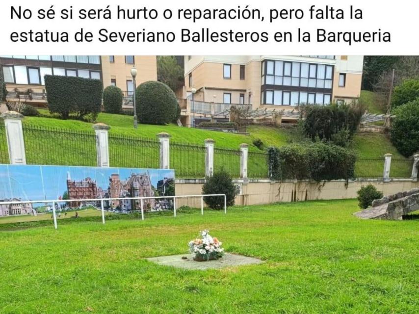 El mensaje de Facebook que alertó del robo de la estatua al Ayuntamiento.