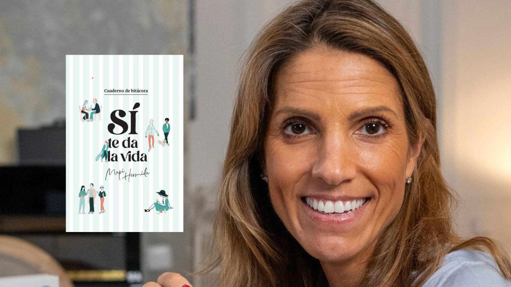 Mapi Hermida junto a la portada de su cuaderno bitácora: 'Si te da la vida'