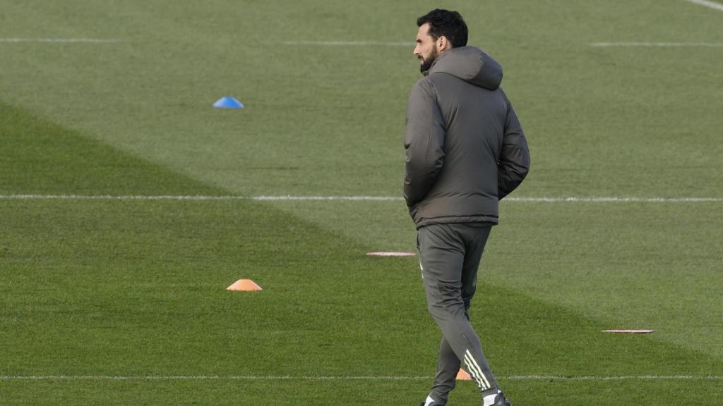 Álvaro Arbeloa, en el entrenamiento del Real Madrid