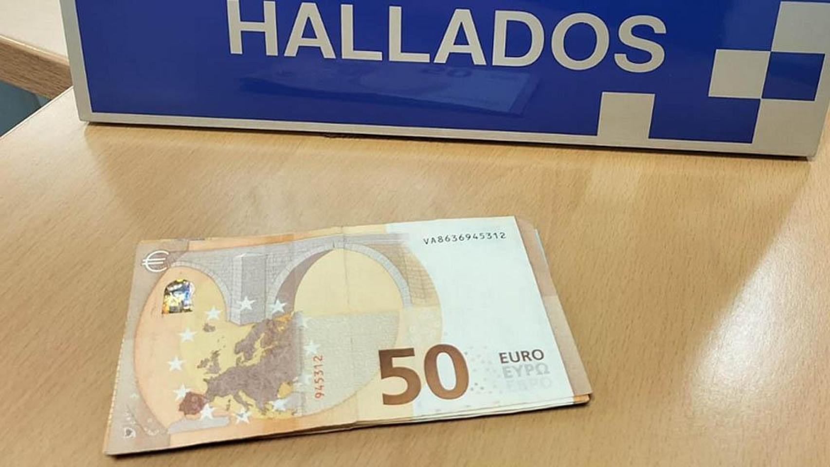 Imagen de los billetes de 50 publicada por la Policía Municipal de Valladolid.