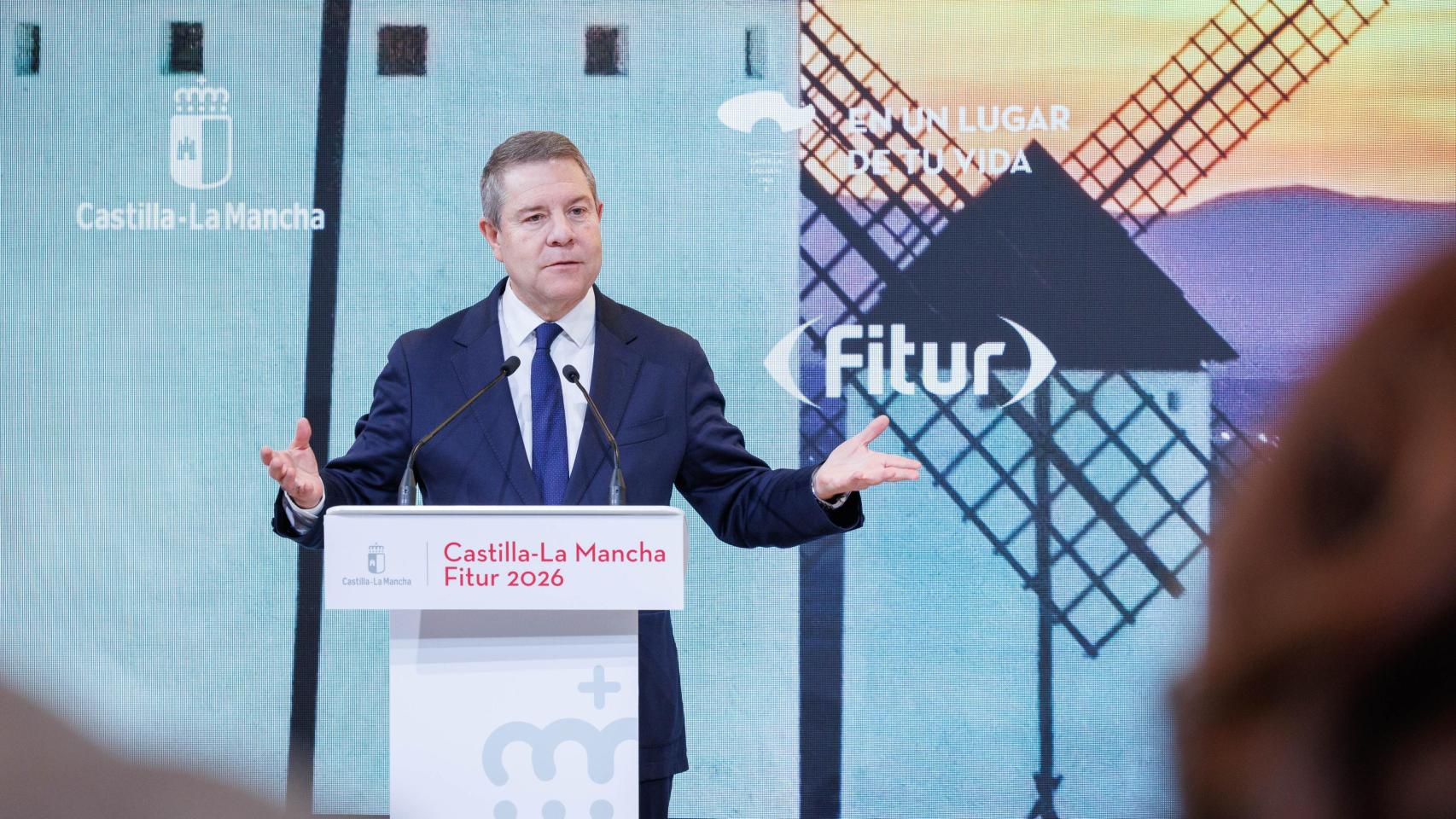 Emiliano García-Page, presidente de Castilla-La Mancha, este viernes en Fitur 2026.