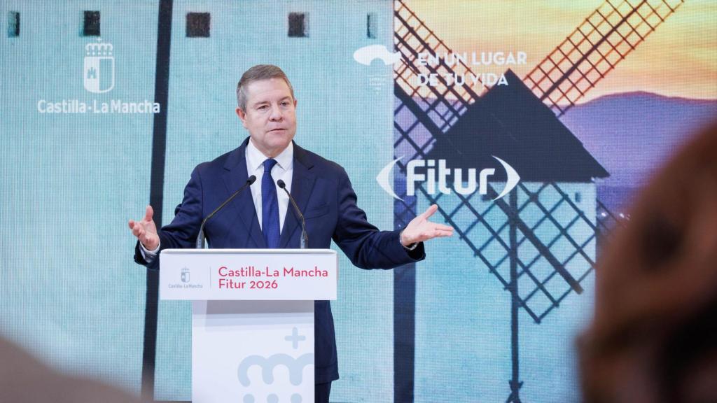 Emiliano García-Page, presidente de Castilla-La Mancha, este viernes en Fitur 2026.