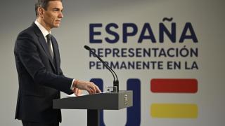 El presidente del Gobierno, Pedro Sánchez, durante la rueda de prensa ofrecida tras el Consejo Europeo Informal celebrado este jueves en Bruselas.