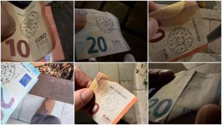 Imagen de varios de los billetes empleados.