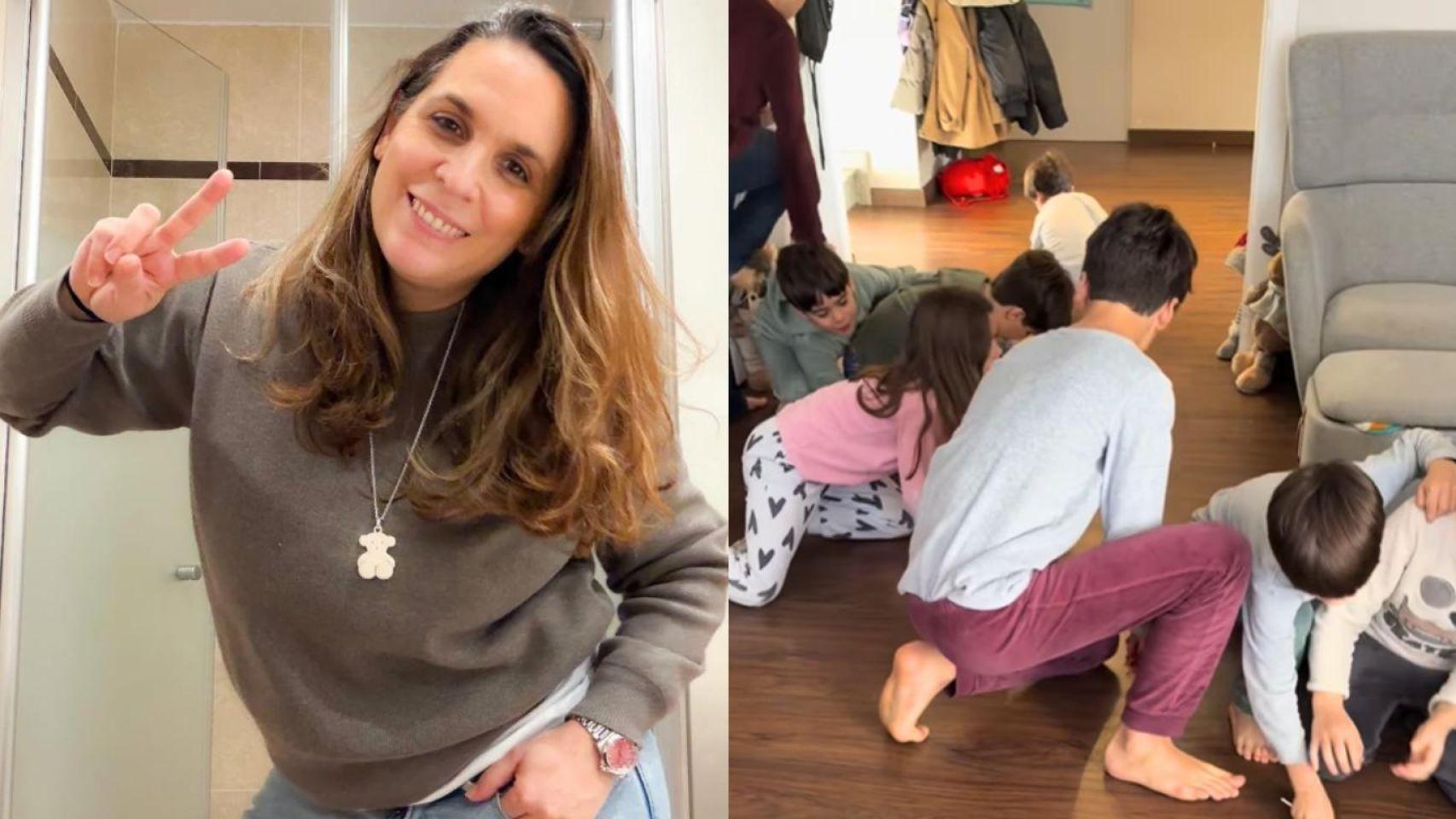Montaje con Ana Iglesias, madre, y algunos de sus hijos en el Día de Reyes.