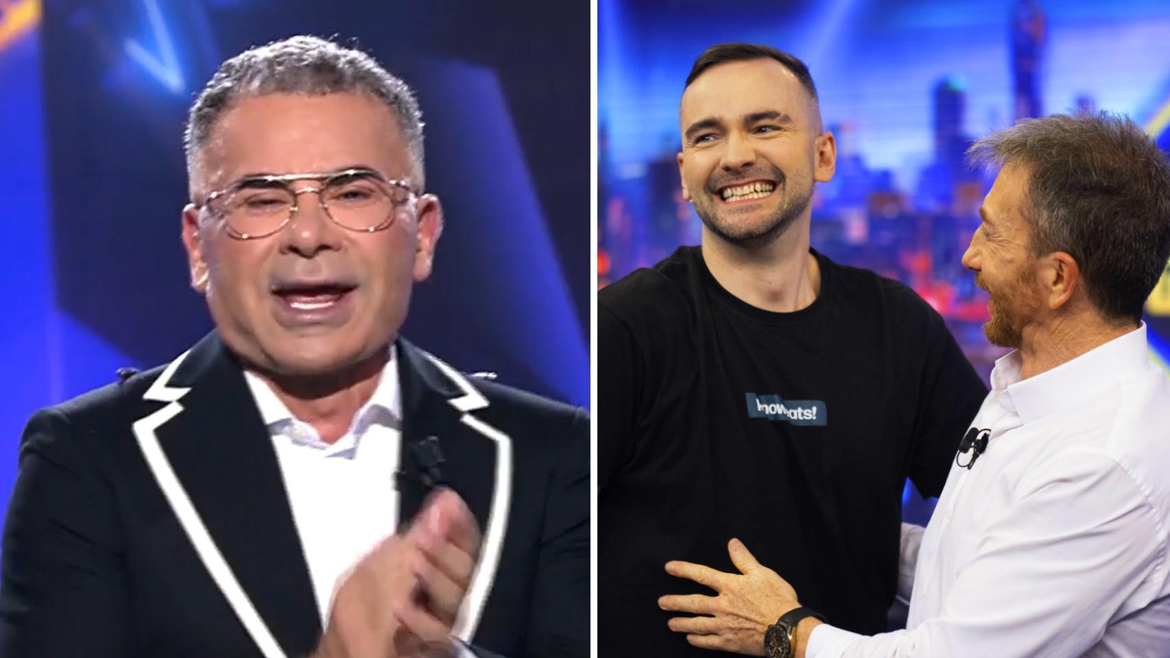 Jorge Javier en 'GH DÚO' a la izquierda, y Pablo Motos con ElXokas en 'El Hormiguero' a la derecha.