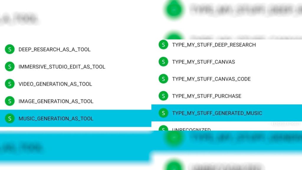 Dos de las líneas de código encontradas en la app de Google que hacen referencia a la creación musical