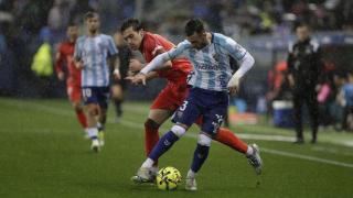 Carlos Puga durante el Málaga CF vs. Burgos CF.