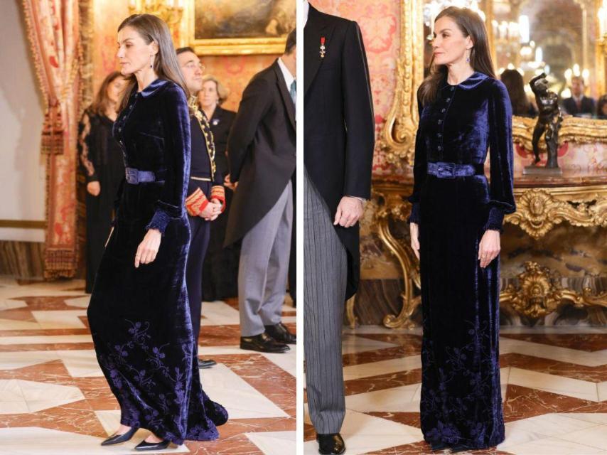 La reina Letizia, con diseño de Felipe Varela.