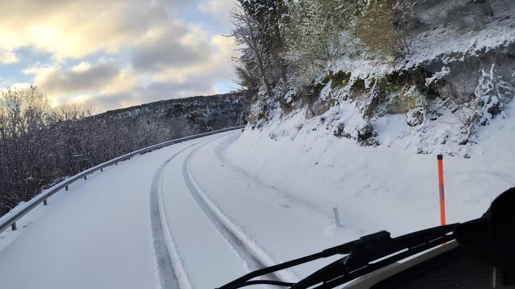 Nieve en las carreteras de Teruel