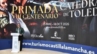 Esther Padilla durante la presentación de 'Primada' en Fitur.