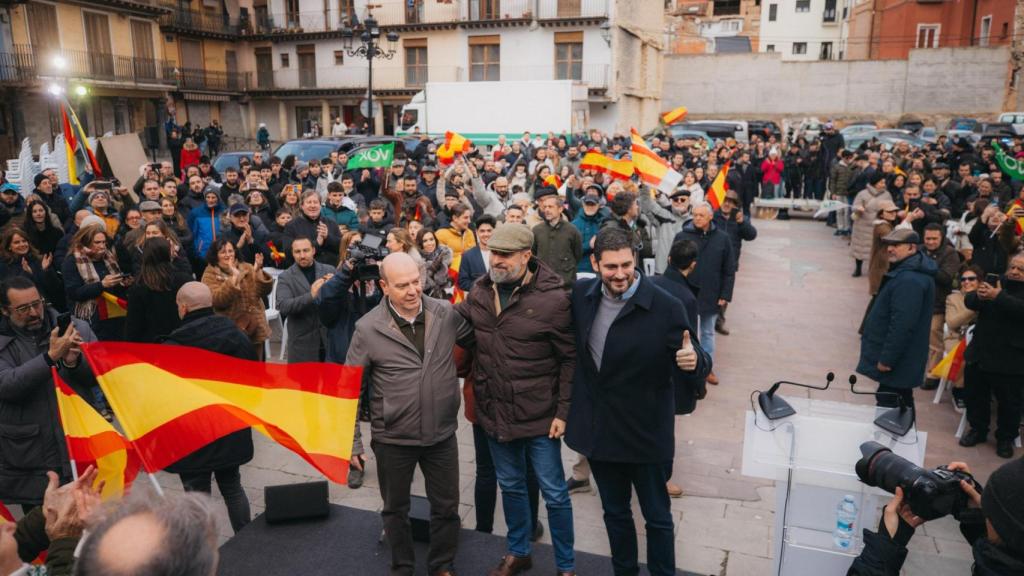 Santiago Morón, Santiago Abascal y Alejandro Nolasco, en Calatayud