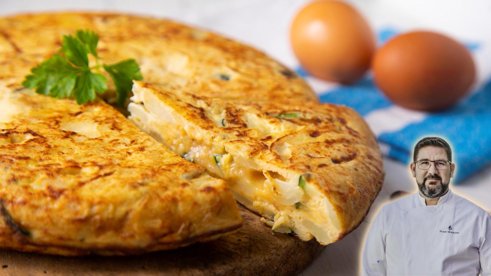 Dani García y una tortilla de patata en un montaje de El Español