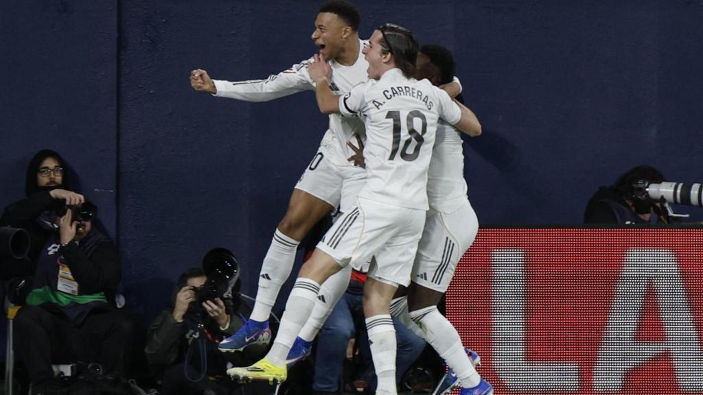 Mbappé celebra el gol marcado ante el Villarreal.