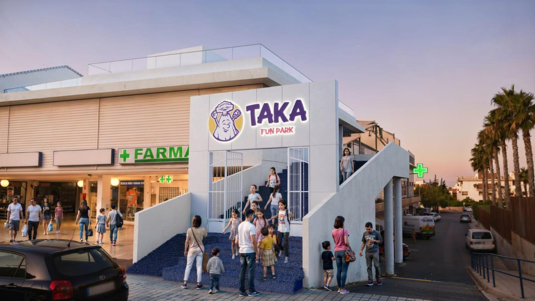 Recreación de la fachada de TAKA Fun Park en el Centro Comercial Venecia.