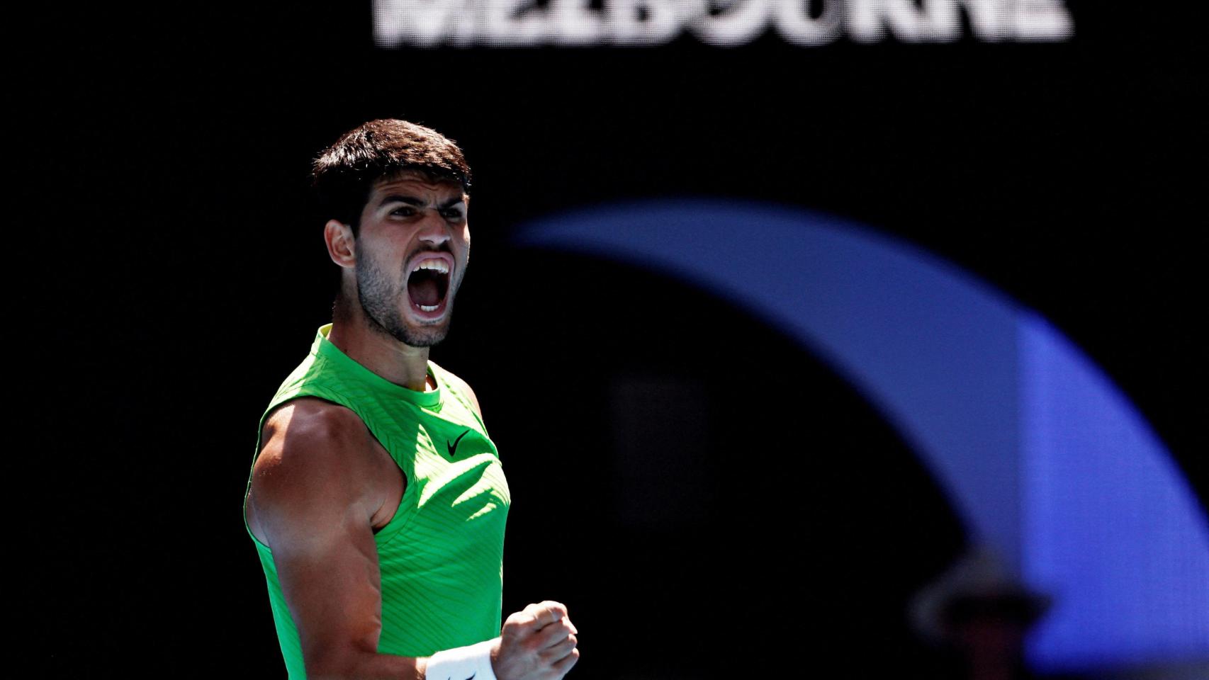 Carlos Alcaraz, tras ganar a Tommy Paul en el Open de Australia.