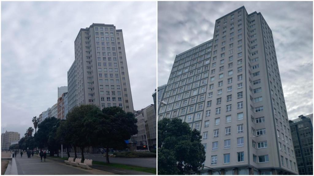 Dos puntos de vista diferentes de la torre Siso de A Coruña