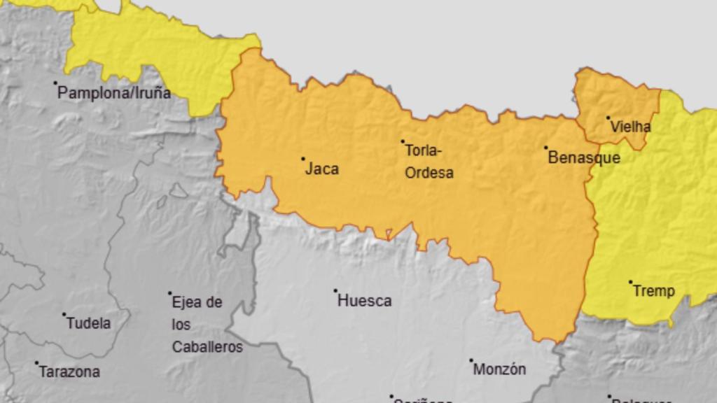 Zonas aviso naranja de la Aemet