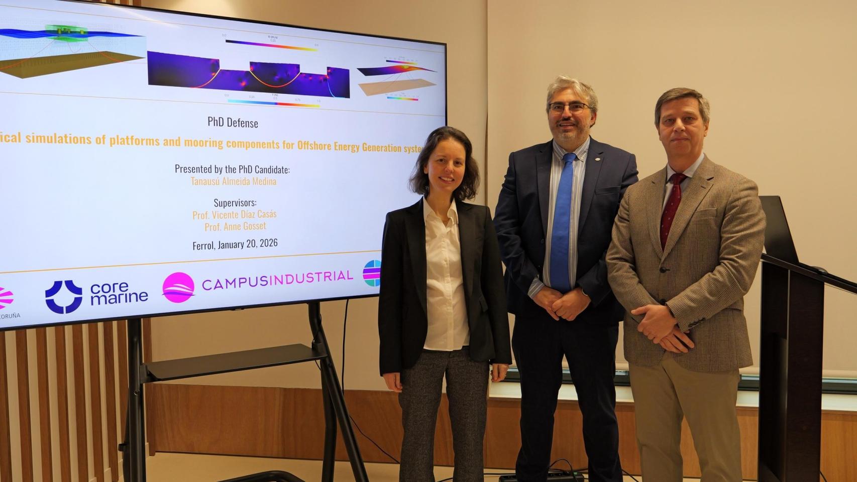 El investigador Tanausú Almeida, primero por la derecha, en la presentación de su tesis doctoral en el Citeni.