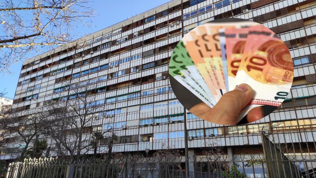 Montaje de una comunidad de vecinos con dinero.