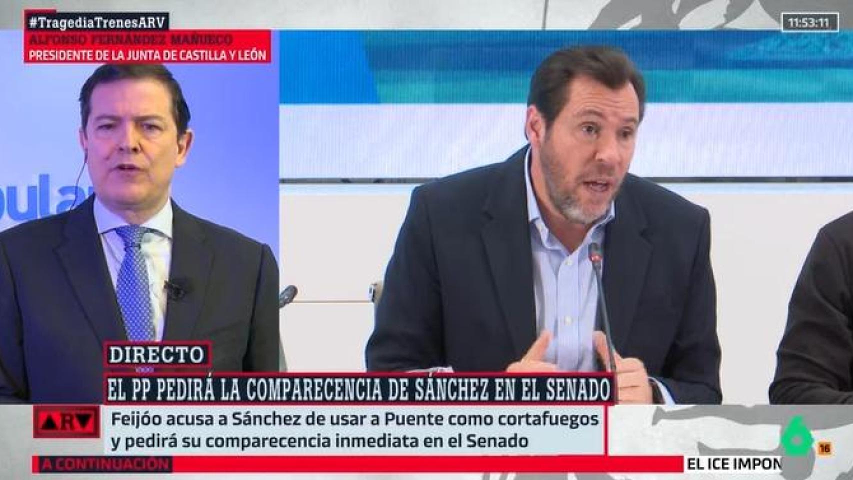 El presidente de la Junta, Alfonso Fernández Mañueco, durante su intervención en el programa Al Rojo Vivo de La Sexta, este viernes