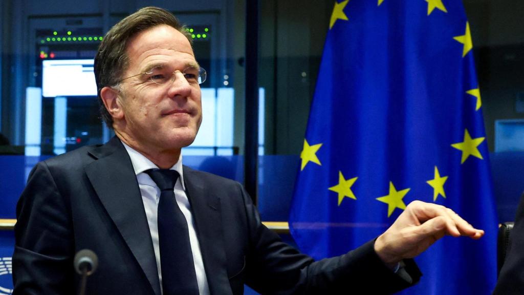 El secretario general de la OTAN, Mark Rutte, durante su comparecencia de este lunes en la Eurocámara