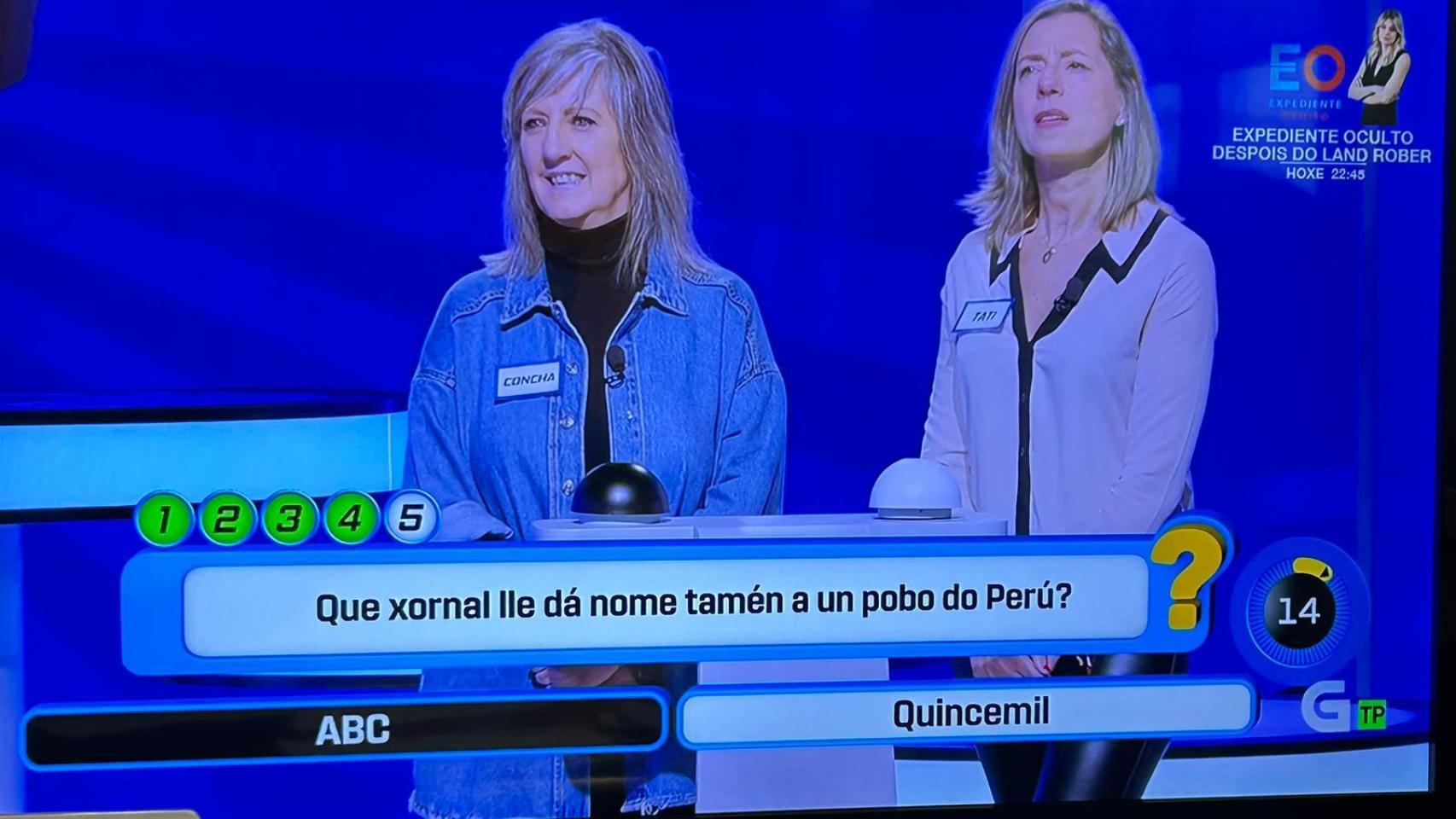 Pregunta en el programa 'Atrápame se podes' de la TVG