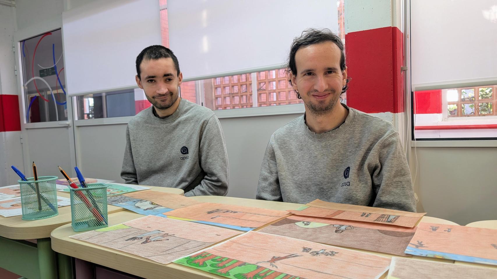 Miguel Ángel y David en el taller de validación de lectura fácil en APSA.
