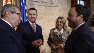 Juanfran Pérez Llorca, junto a Marta Barrachina, Vicente Mompó y Toni Pérez. Rober Solsona / EP