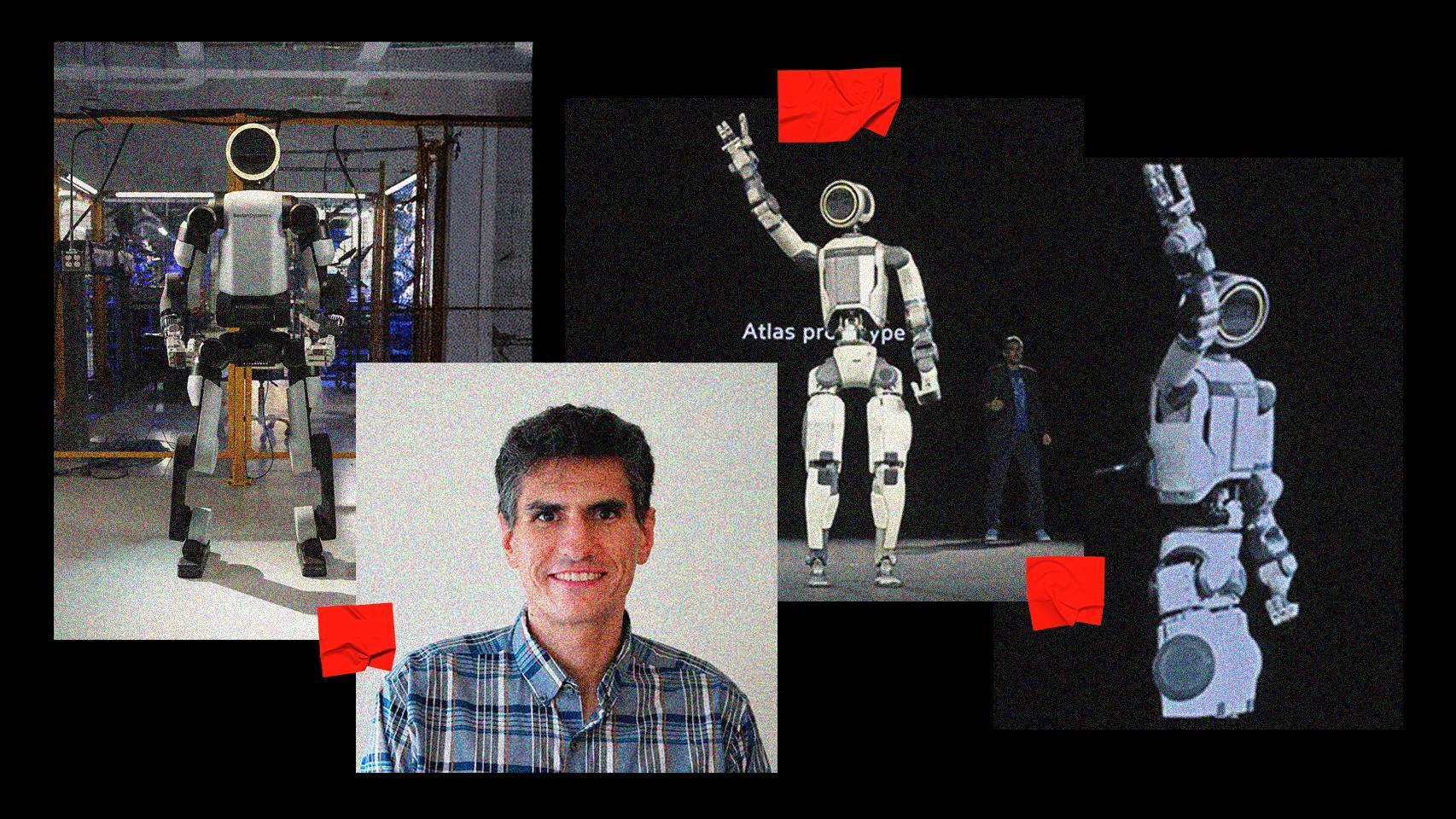 Zachary Jackowski, director general del robot Atlas, junto a la máquina.