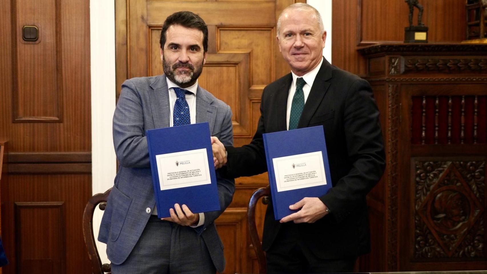 Jacobo Florido y Miguel Marín, este lunes en Málaga.