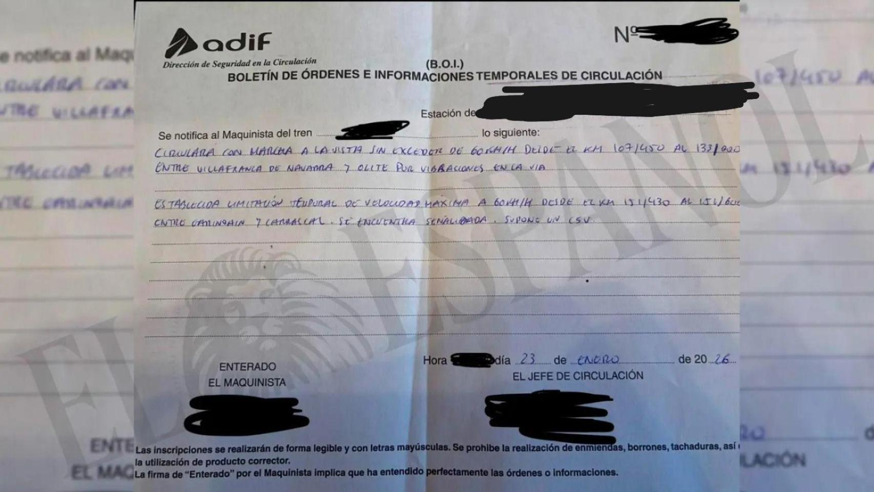 Adif incrementa la conducción de  marcha a la vista , que carga sobre los maquinistas la responsabilidad de accidentes