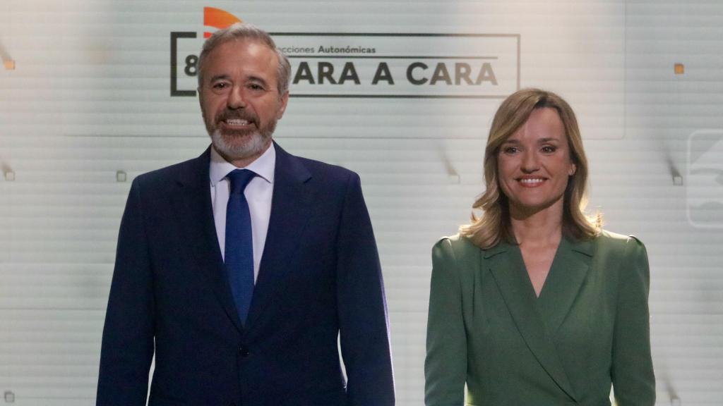 Jorge Azcón y Pilar Alegría, en el cara a cara en Aragón TV