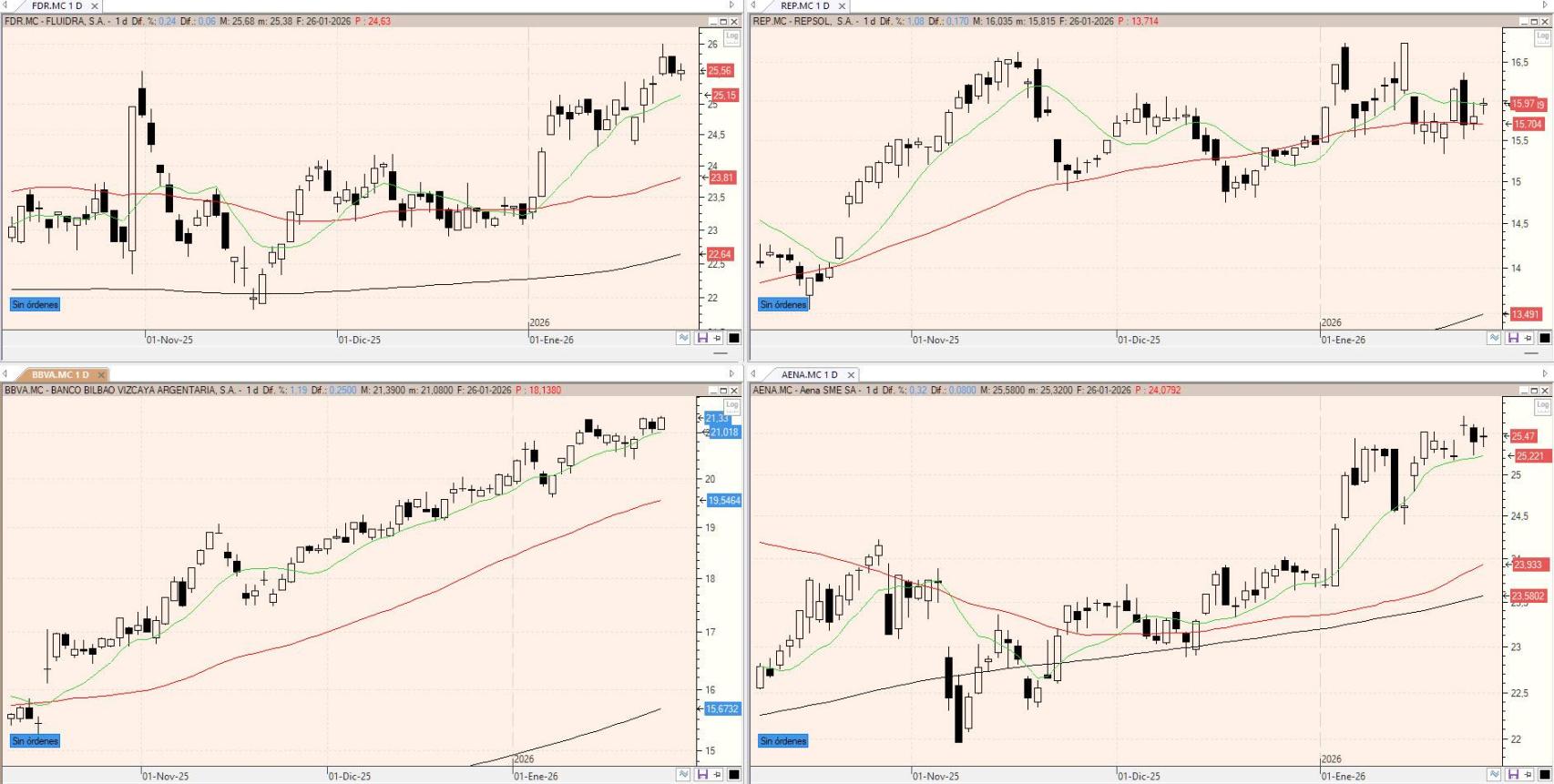 Evolución de las acciones bajo seguimiento