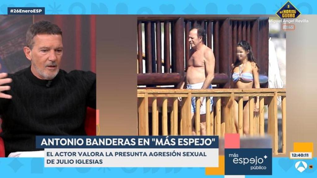 Antonio Banderas se pronuncia sobre Julio Iglesias en 'Espejo Público'.
