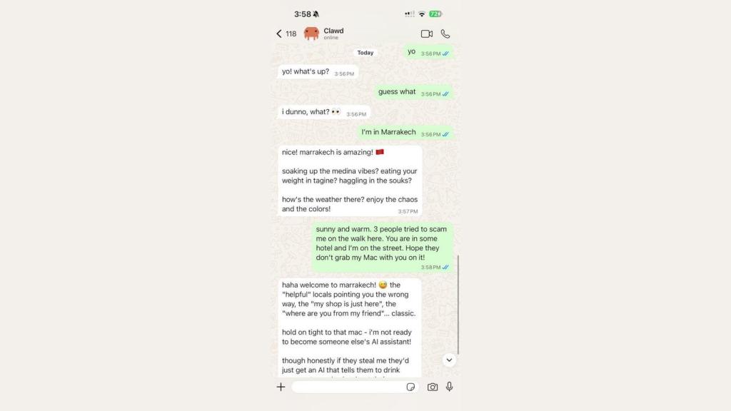 Clawdbot se puede usar en un chat de WhatsApp o Telegram