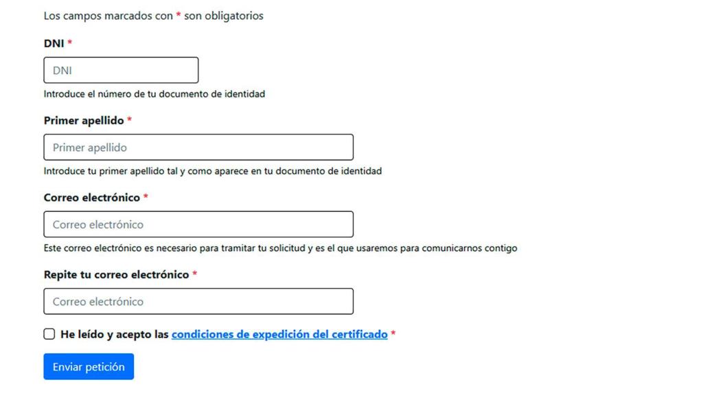 Solicitud del certificado digital vía internet