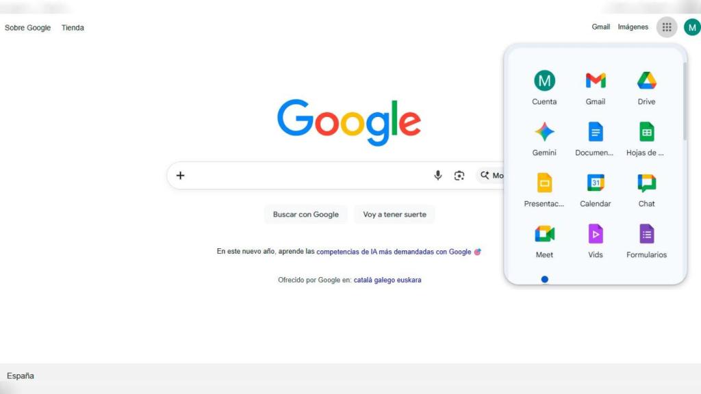 Imagen del buscador de Google con el lanzador en su versión actual en España