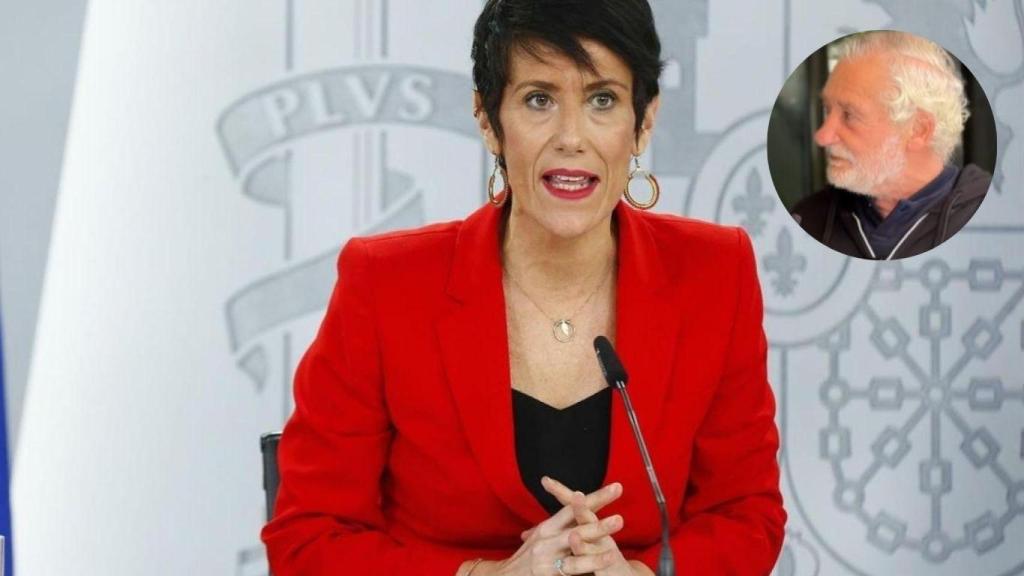 La ministra de Inclusión, Seguridad Social y Migraciones, Elma Saiz, y un montaje con un jubilado.