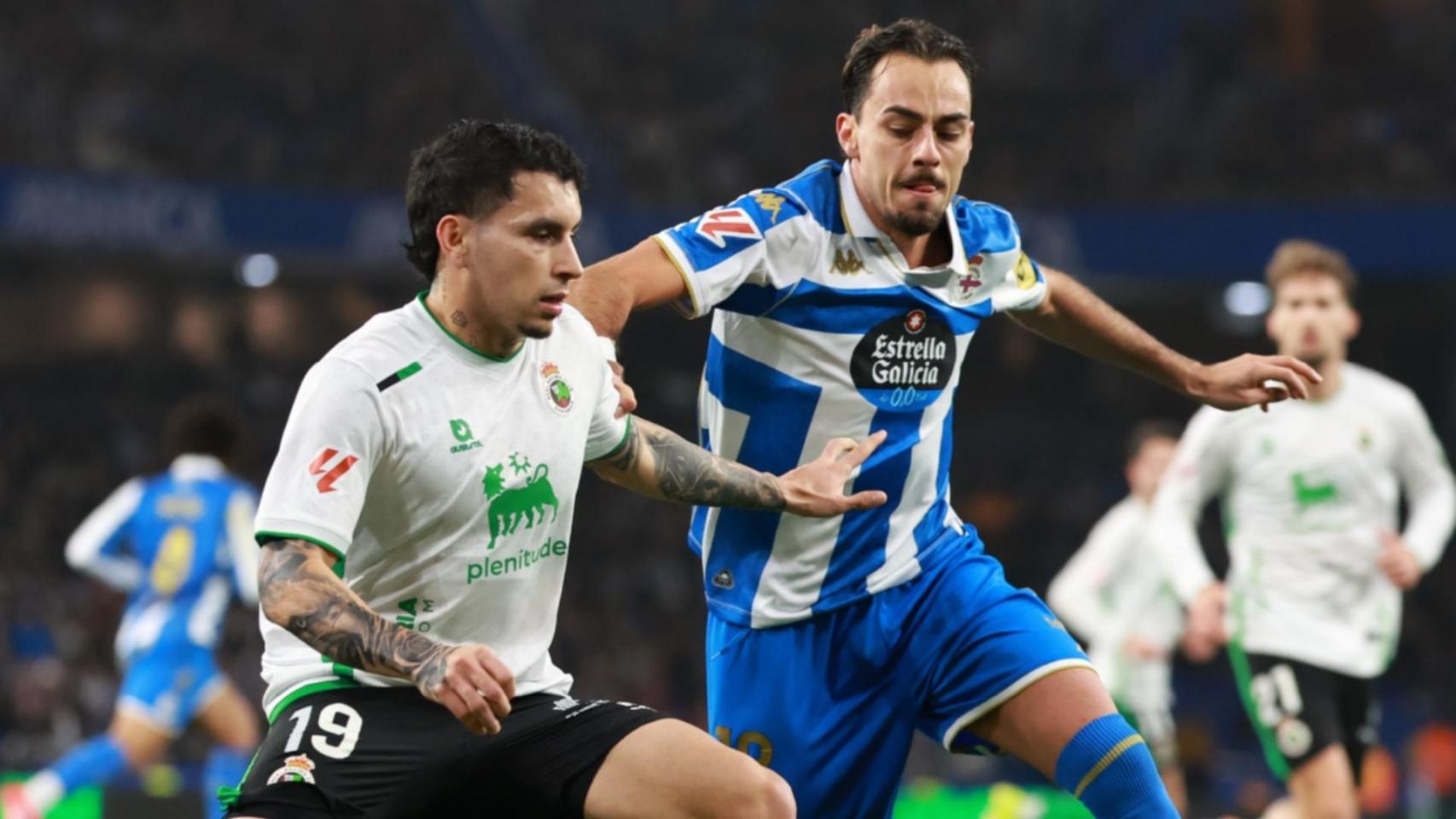 Quagliata, durante el Dépor - Racing de Santander.